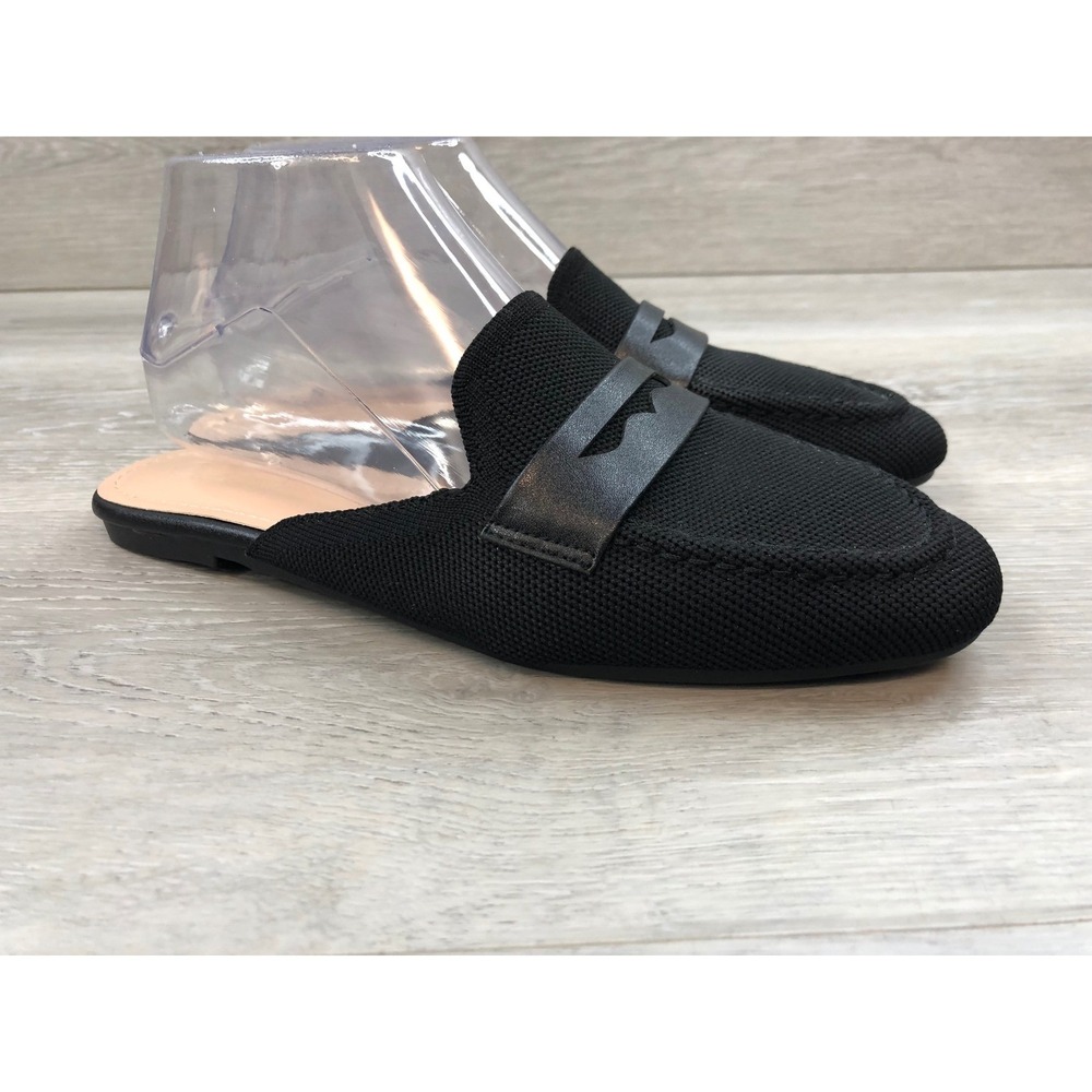 Cuccoo Women's Mules Black Mesh Minimalist Flat Slip On Loafers 9 Comfort Shoes‎